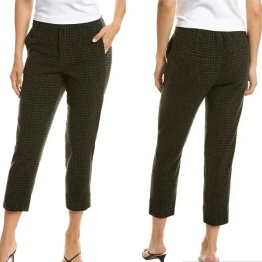 Vince Check Plaid Wool Cashmere Easy Pull On Pants 1X